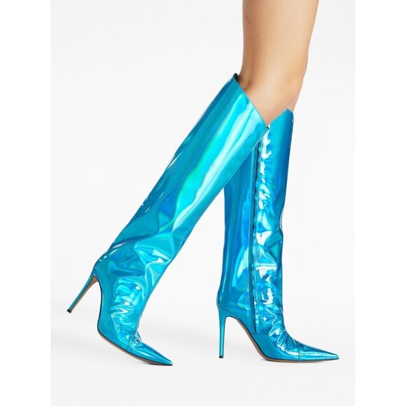 Alexandre Vauthier Metallic Boots Turchese Blue - Picture 1 of 7